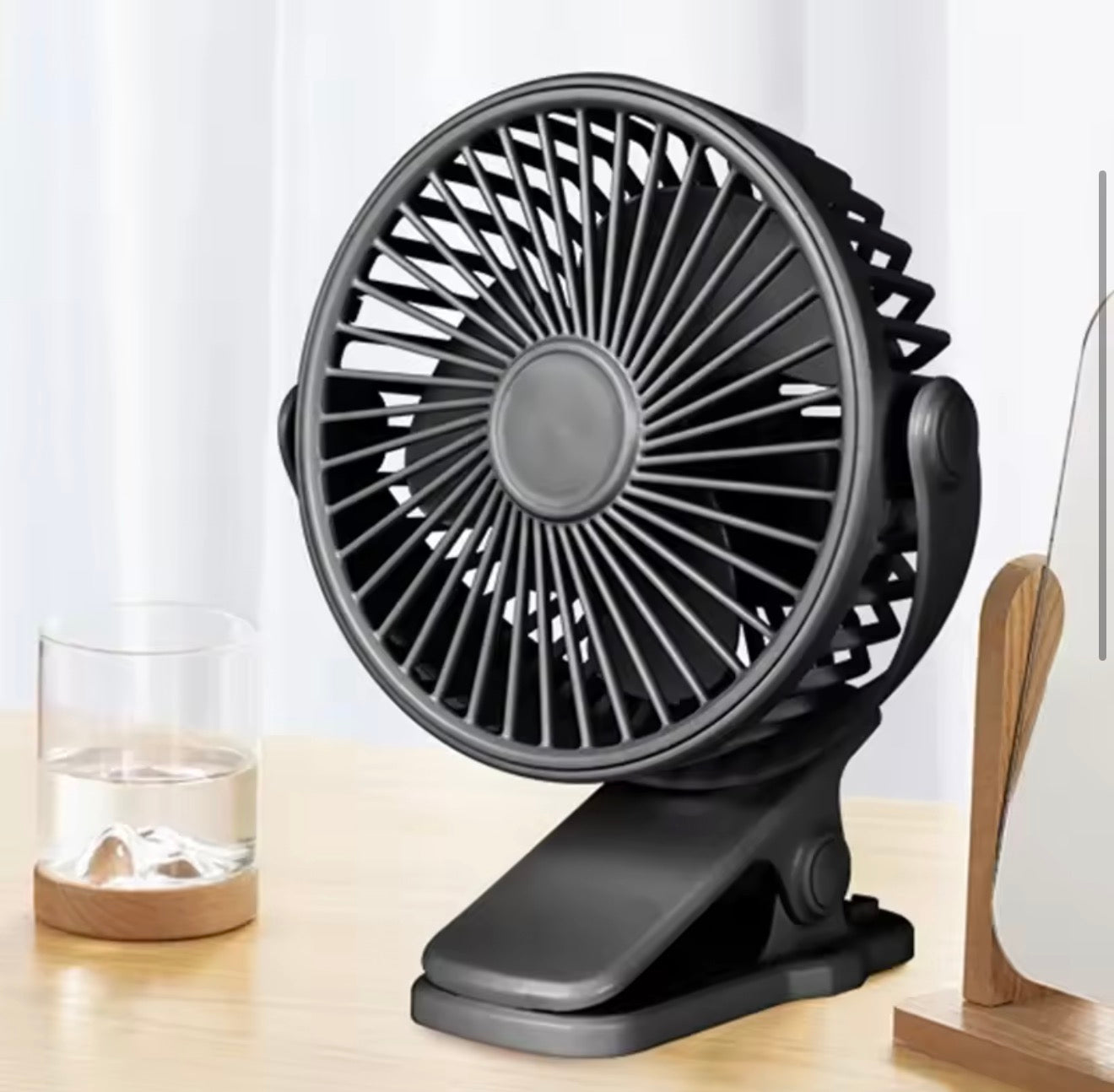 Ventilador de Mesa Recargable por USB, Tipo Clip, Mini Ventilador de Escritorio Portátil, Ventilador con Clip para Colgar, Luz Nocturna, Enfriador de Aire, Ventiladores para Exteriores
