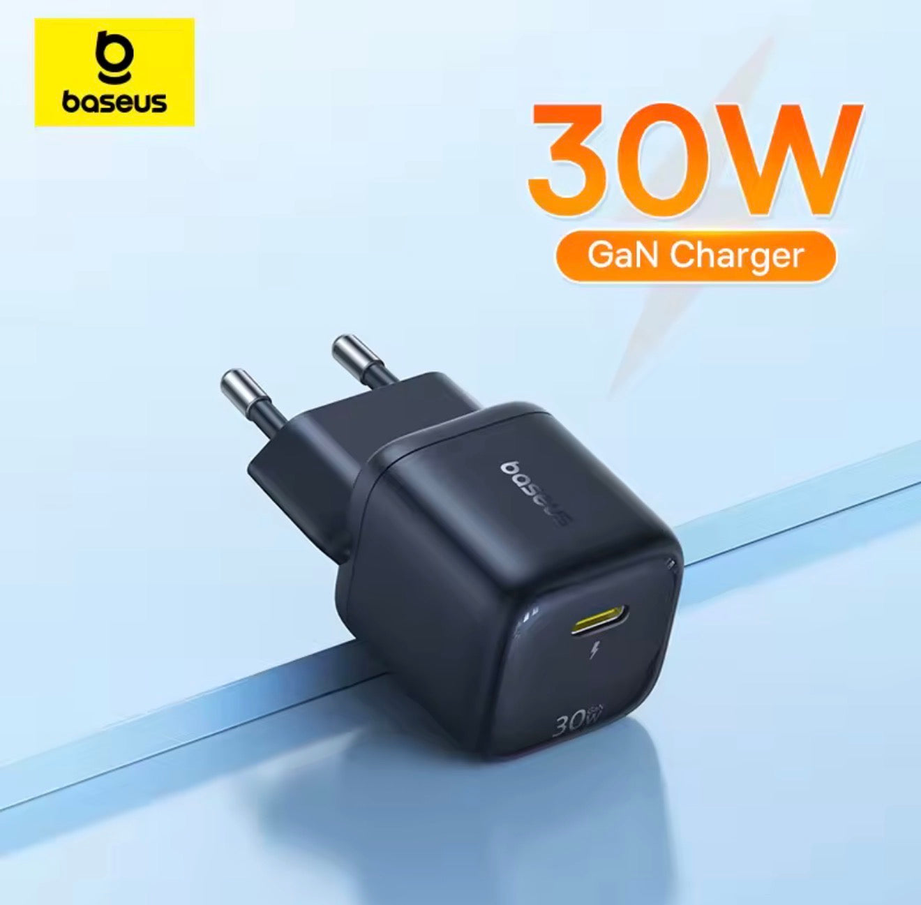 Cargador Baseus 30W GaN PD para iPhone 17 16 15 14 13 12 Max, Cargador Rápido PD3.0 QC3.0, Cargador Tipo C para Teléfonos y Tabletas